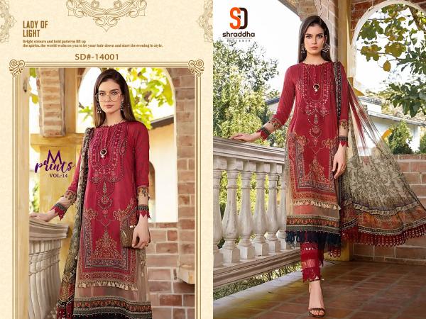 Shraddha M Prints Vol 14 Chiffon Dupatta Pakistani Suit Collection